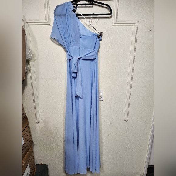 Lulus Cultivated Charm Powder Blue One-Shoulder Maxi Dress S Wedding Party Prom - Picture 11 of 12
